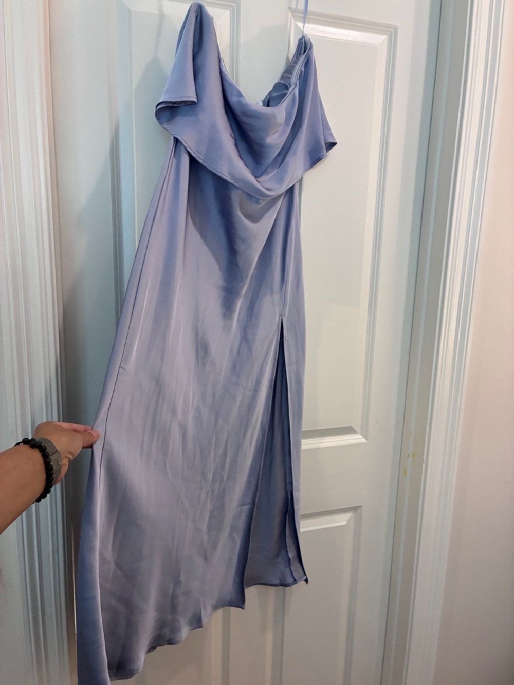 Petal & Pup Satin Cowl Neck Maxi Dress in Dusty Lavender Blue
